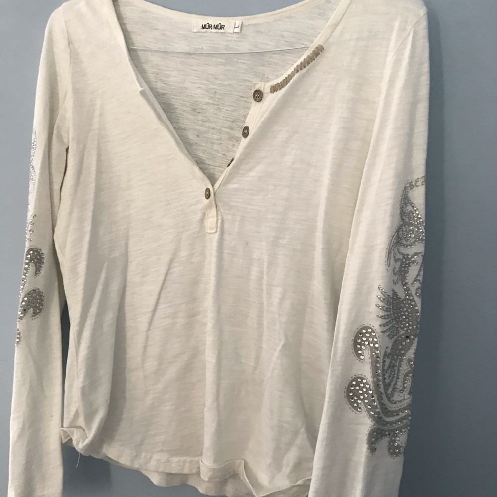 white and silver rhinestone top